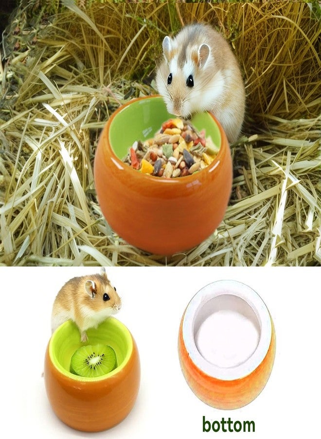 JSLZF Hamster Bowl Ceramic Rat Bowl Small Hamster Food Dish Prevent Knocking Over, Food Splashing and Chewing Feeding Dish for Gerbil Chinchilla Rat Ferret (3 PCS) - Image 3